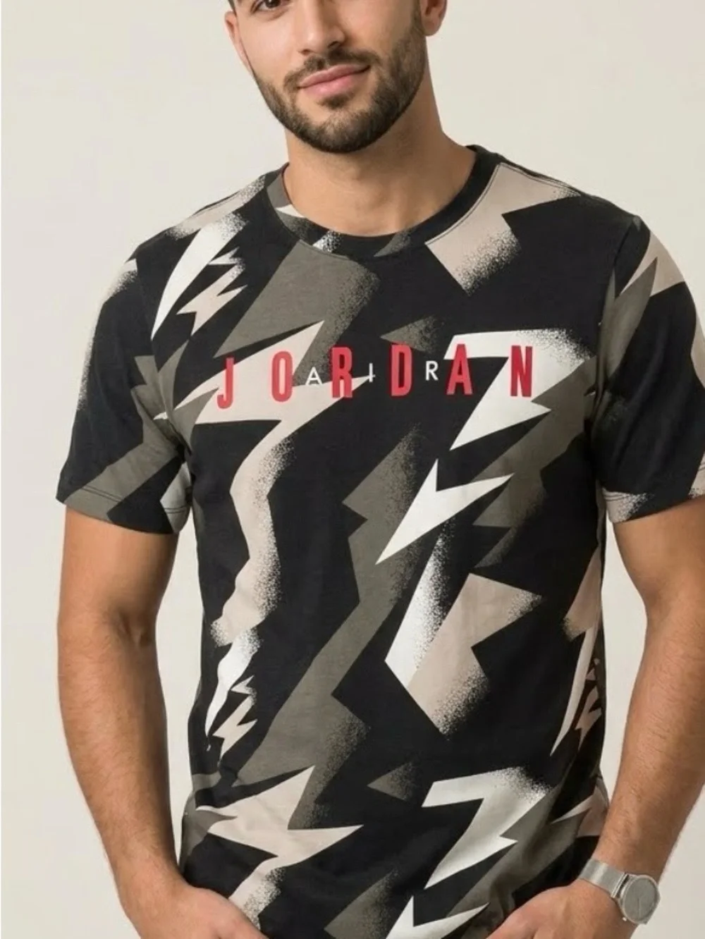 Jordan JumpMan Air AOP Printed T-Shirt Black Camo DB81553-010 Size Medium